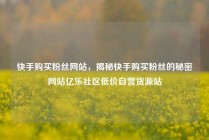快手购买粉丝网站，揭秘快手购买粉丝的秘密网站亿乐社区低价自营货源站