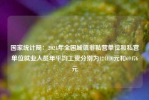 国家统计局：2024年全国城镇非私营单位和私营单位就业人员年平均工资分别为124110元和69476元