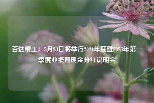 百达精工：5月23日将举行2024年度暨2025年第一季度业绩暨现金分红说明会  第1张