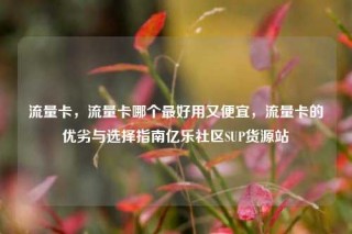 流量卡，流量卡哪个最好用又便宜，流量卡的优劣与选择指南亿乐社区SUP货源站