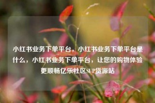 小红书业务下单平台，小红书业务下单平台是什么，小红书业务下单平台，让您的购物体验更顺畅亿乐社区SUP货源站