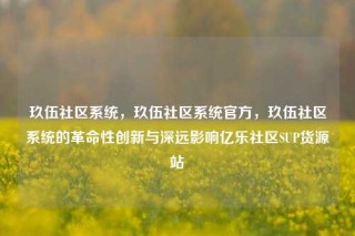 玖伍社区系统，玖伍社区系统官方，玖伍社区系统的革命性创新与深远影响亿乐社区SUP货源站