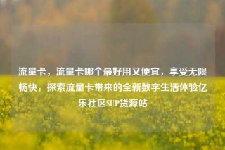 流量卡，流量卡哪个最好用又便宜，享受无限畅快，探索流量卡带来的全新数字生活体验亿乐社区SUP货源站