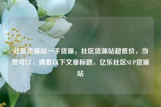 社区货源站一手货源，社区货源站超低价，当然可以，请看以下文章标题，亿乐社区SUP货源站