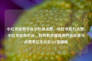 小红书业务平台小红书点赞，小红书官方点赞，小红书业务平台，如何有效提高用户活跃度与点赞率亿乐社区SUP货源站