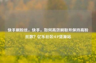 快手刷粉丝，快手，如何高效刷取并保持高粉丝数？亿乐社区SUP货源站