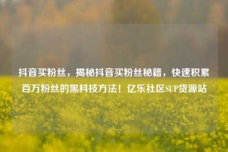 抖音买粉丝，揭秘抖音买粉丝秘籍，快速积累百万粉丝的黑科技方法！亿乐社区SUP货源站