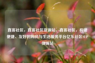 直客社区，直客社区货源站，直客社区，构建便捷、友好的购房与生活服务平台亿乐社区SUP货源站