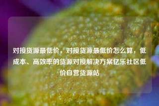 对接货源最低价，对接货源最低价怎么算，低成本、高效率的货源对接解决方案亿乐社区低价自营货源站