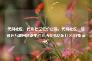 代刷社区，代刷社区低价货源，代刷社区，隐藏在互联网角落中的非法交易亿乐社区SUP货源站