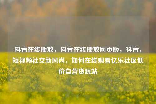 抖音在线播放，抖音在线播放网页版	，抖音，短视频社交新风尚，如何在线观看亿乐社区低价自营货源站  第1张