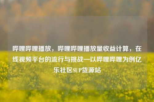 哔哩哔哩播放，哔哩哔哩播放量收益计算	，在线视频平台的流行与挑战—以哔哩哔哩为例亿乐社区SUP货源站  第1张