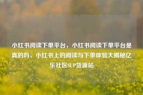 小红书阅读下单平台，小红书阅读下单平台是真的吗，小红书上的阅读与下单体验大揭秘亿乐社区SUP货源站  第1张